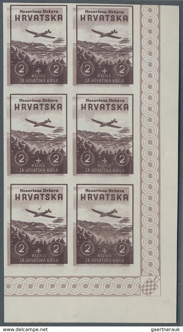 Kroatien: 1942 (25 Mar). Aviation Fund. 2K+2K Brown, 2.50K+2.50K Green, 3K+3K Lake And 4K+4K Blue, I - Croatia
