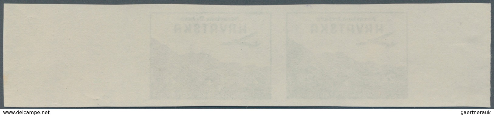 Kroatien: 1942 (25 Mar). Aviation Fund. 2.50K + 2.50K Deep Green, IMPERF, Thinner White Ungummed Pap - Croatia