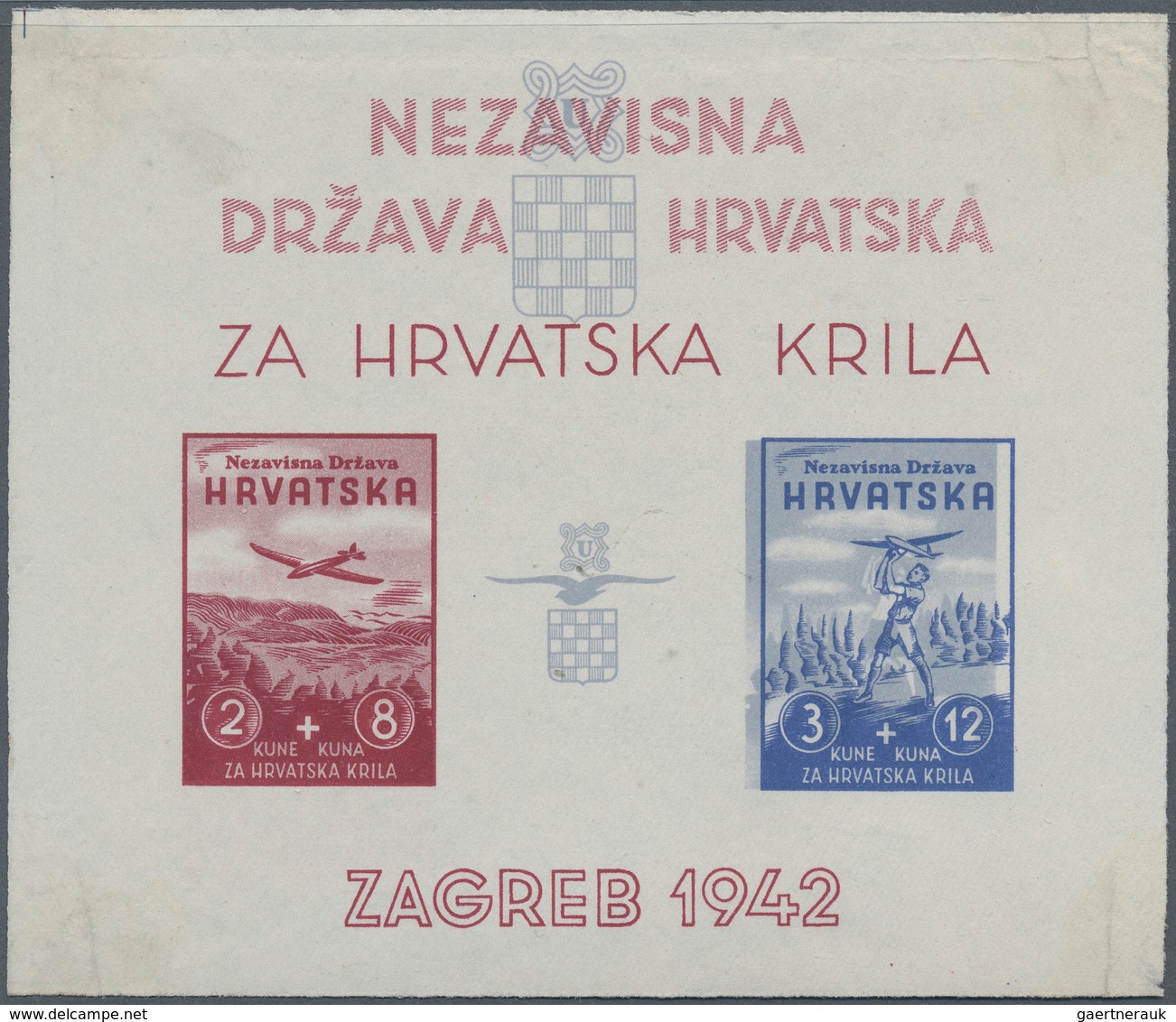 Kroatien: 1942 (25 Mar). Aviation Fund. Variety: Four Miniature Sheets, IMPERF, Ungummed, White Wove - Croatia