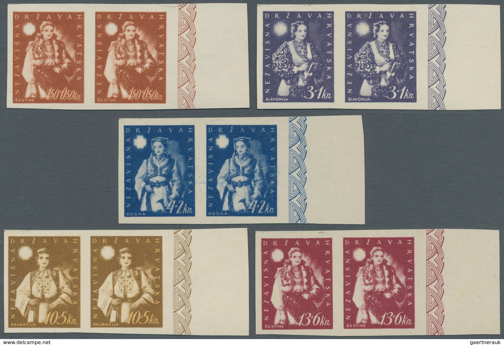 Kroatien: 1942 (4 Oct). Red Cross Fund. Girls In National Costumes. Very Fine Unused Set Of Five (un - Kroatien