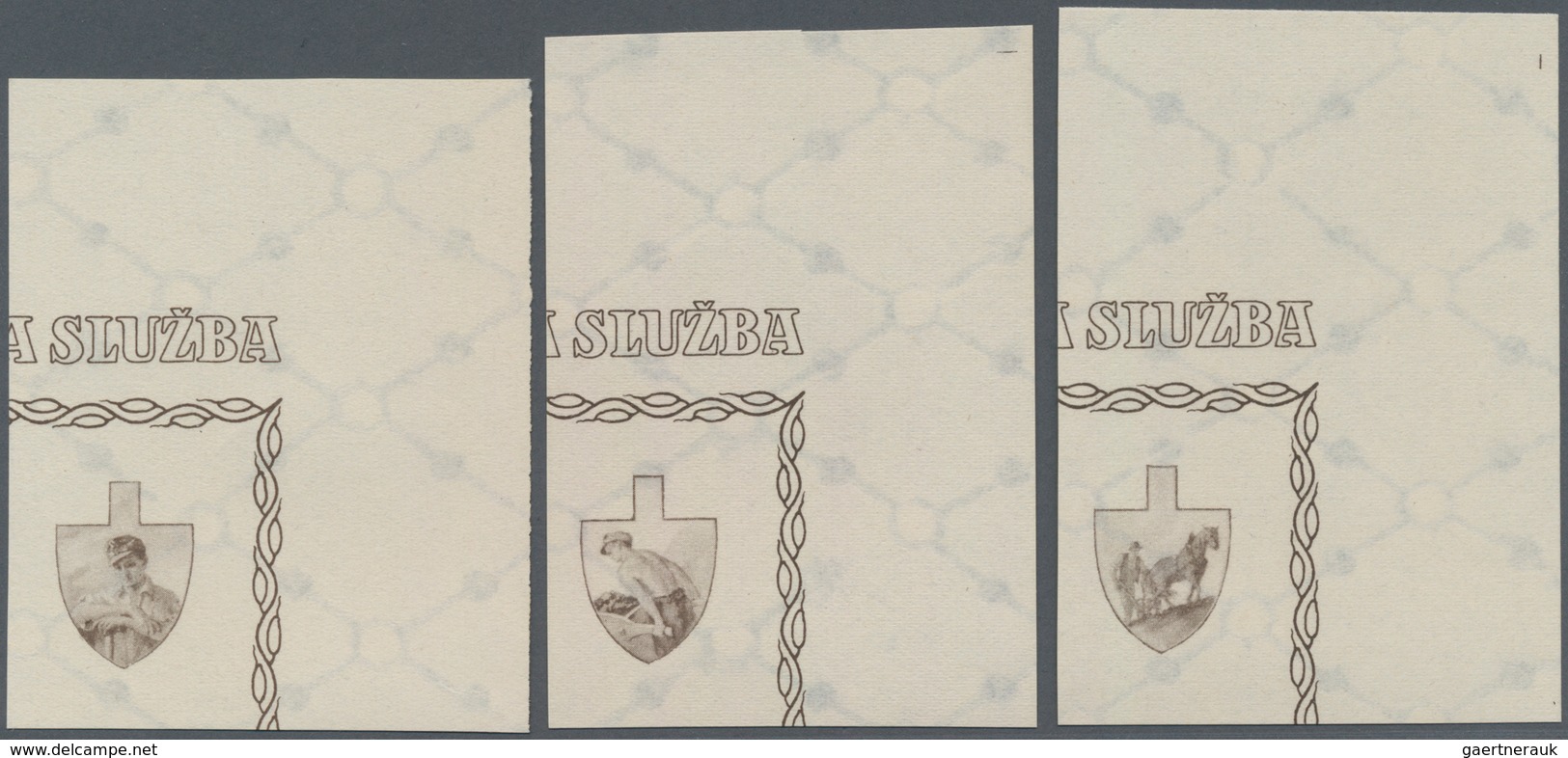 Kroatien: 1943 (17 Jan). Labour Front. Variety: 2K + 1K Sepia And Olive, 3K + 3K Sepia And Purple-br - Kroatien