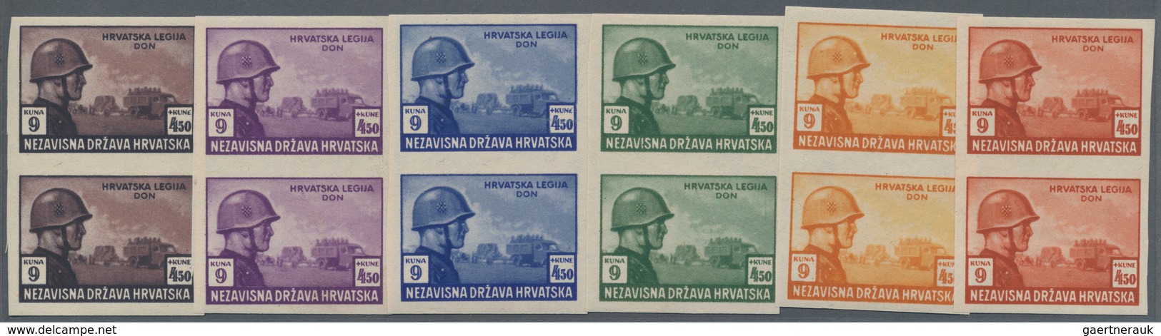 Kroatien: 1943 (1 July). Croat Legion Relief Fund. Variety: 1K 0,50K Dark Green, 2K + 1K Carmine-lil - Kroatien