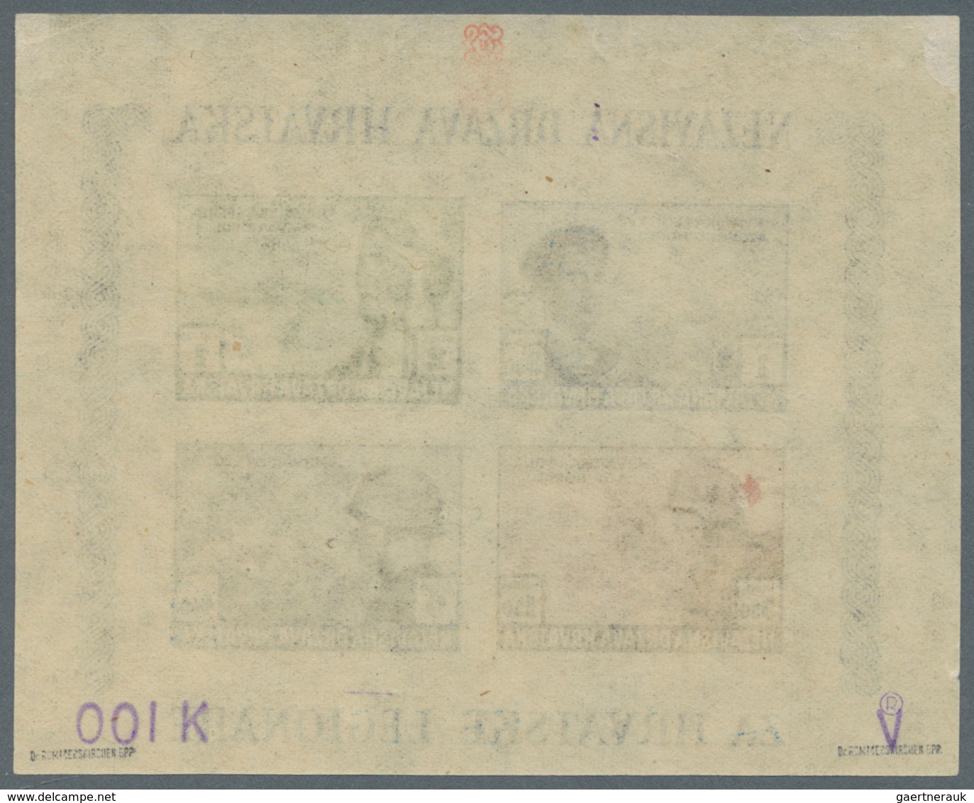 Kroatien: 1943, July 15th, Croat Legion Relief Fund, 1 K + 0,50 K Dark Blue, 2 K + 1 K Dark Green, 3 - Kroatien