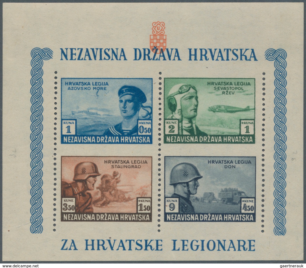 Kroatien: 1943. Croat Legion Relief Fund. Very Fine Mint Never Hinged Miniature Sheet, Perforated Ve - Croatia