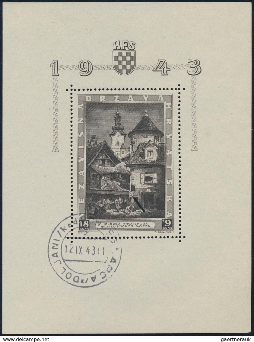 Kroatien: 1943, Philatelic Exhibition In Zagreb With Engraver Mark, Single Piece Imperforated, Block - Croatia