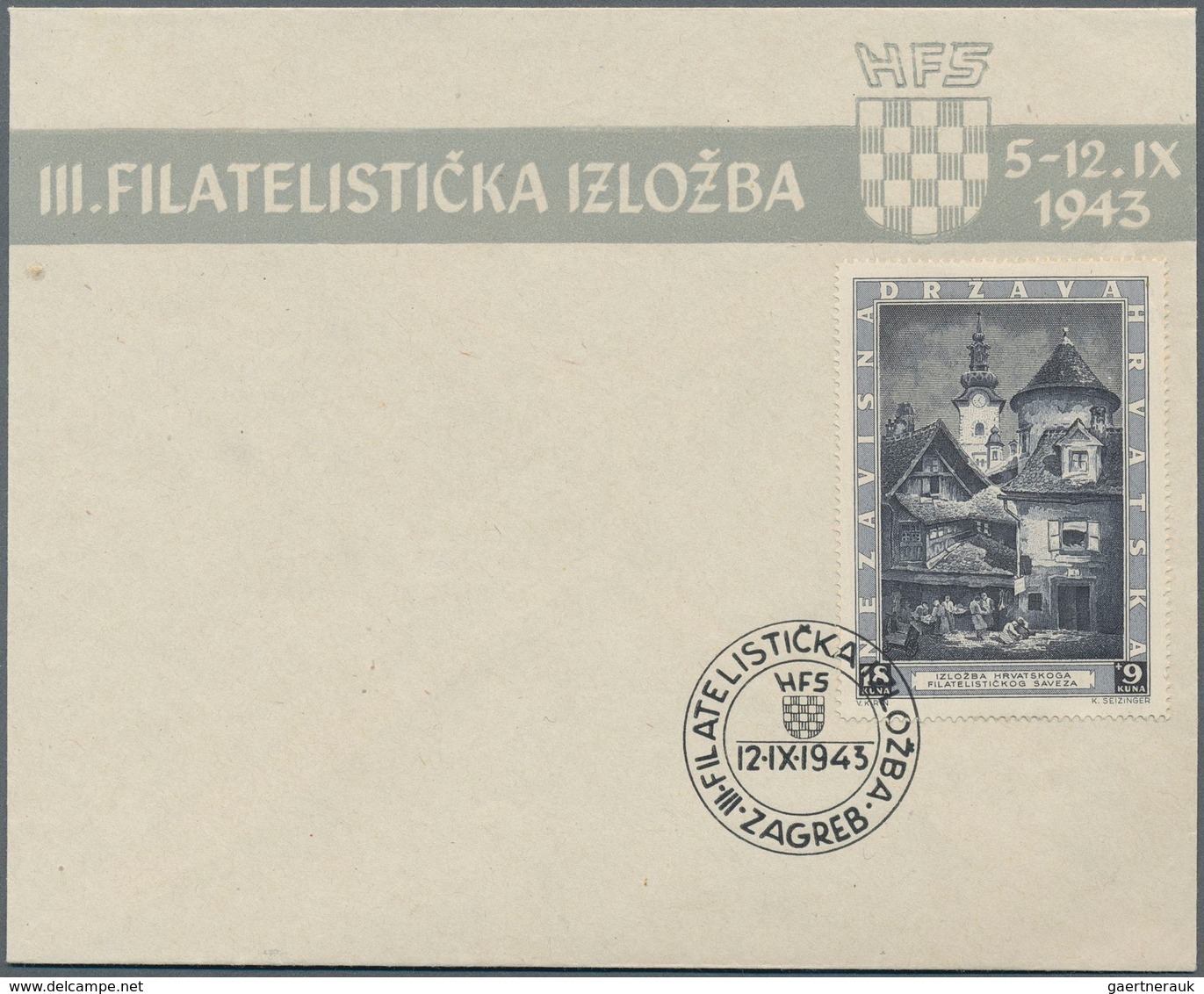 Kroatien: 1943, Philatelic Exhibition In Zagreb With Engraver Mark, Single Piece Imperforated, Block - Kroatien