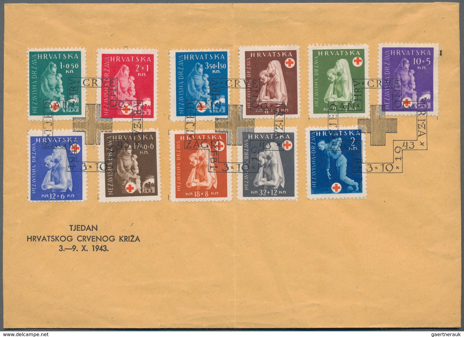 Kroatien: 1943, Red Cross As Unperforated Set In Horizontal Pairs. In Addition The Set On Philatelic - Kroatien