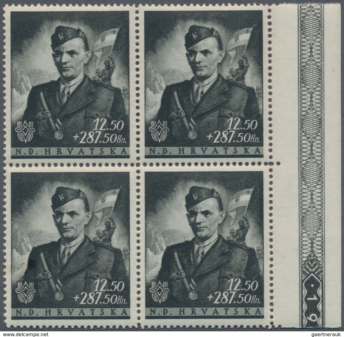 Kroatien: 1944, Honouring Jure-Ritter Frantic. 12K50 + 287K50, Perf L 14 1/2. Mint Never Hinged Marg - Croatia