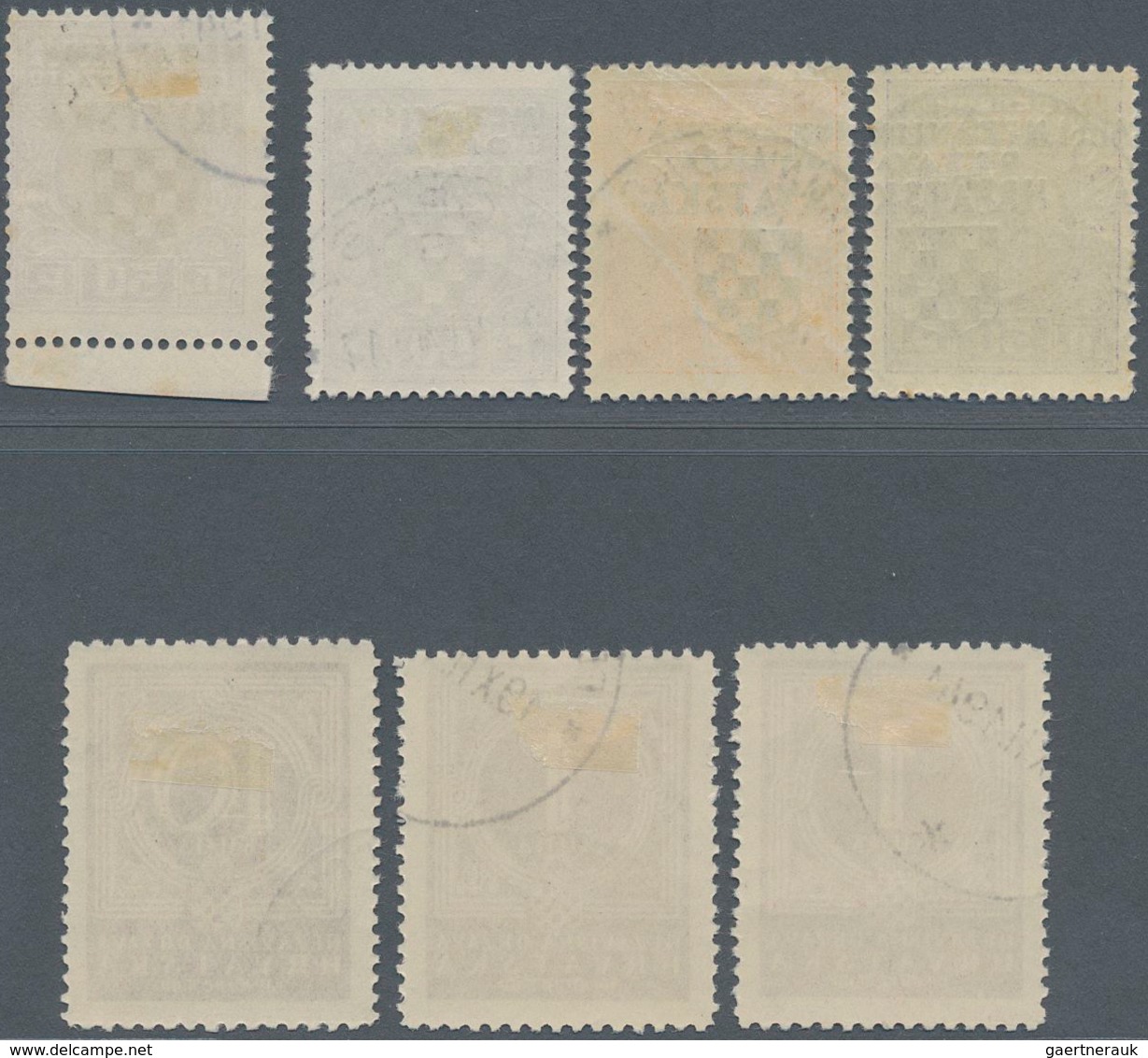 Kroatien - Portomarken: 1941, 0,50 Pair, 5 Din, 1 K. And 10 K. Used With Shifted Overprint Or Plate - Croatia
