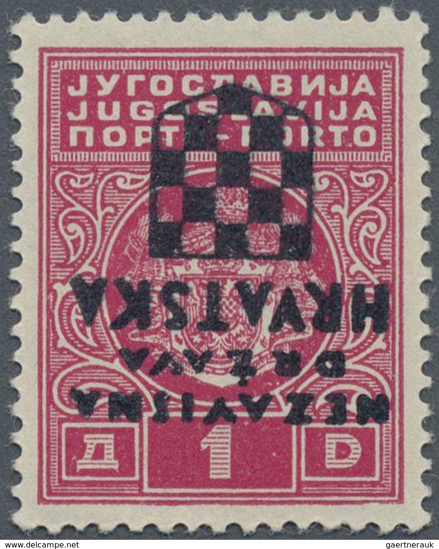 Kroatien - Portomarken: 1941, 1 Din With Inverted Overprint, Mint Never Hinged. ÷ 1941, 1 Din Mit Ko - Croatie