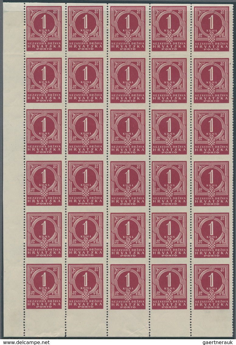 Kroatien - Portomarken: 1941 (12 Sep). Postage Due. 1K Claret, Perf L10¾ × 11¼. Very Fine Mint Never - Croatia