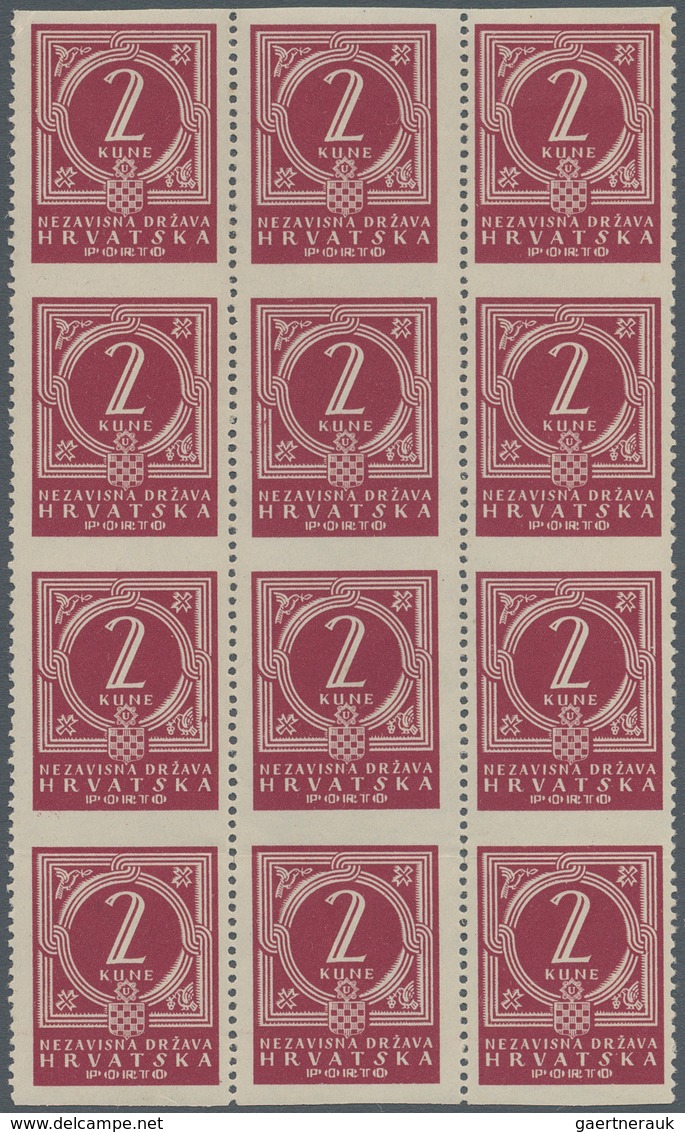 Kroatien - Portomarken: 1941 (12 Sep). POSTAGE DUE. 2K Claret, Perf L11¼. Very Fine Mint/ Mint Never - Kroatien