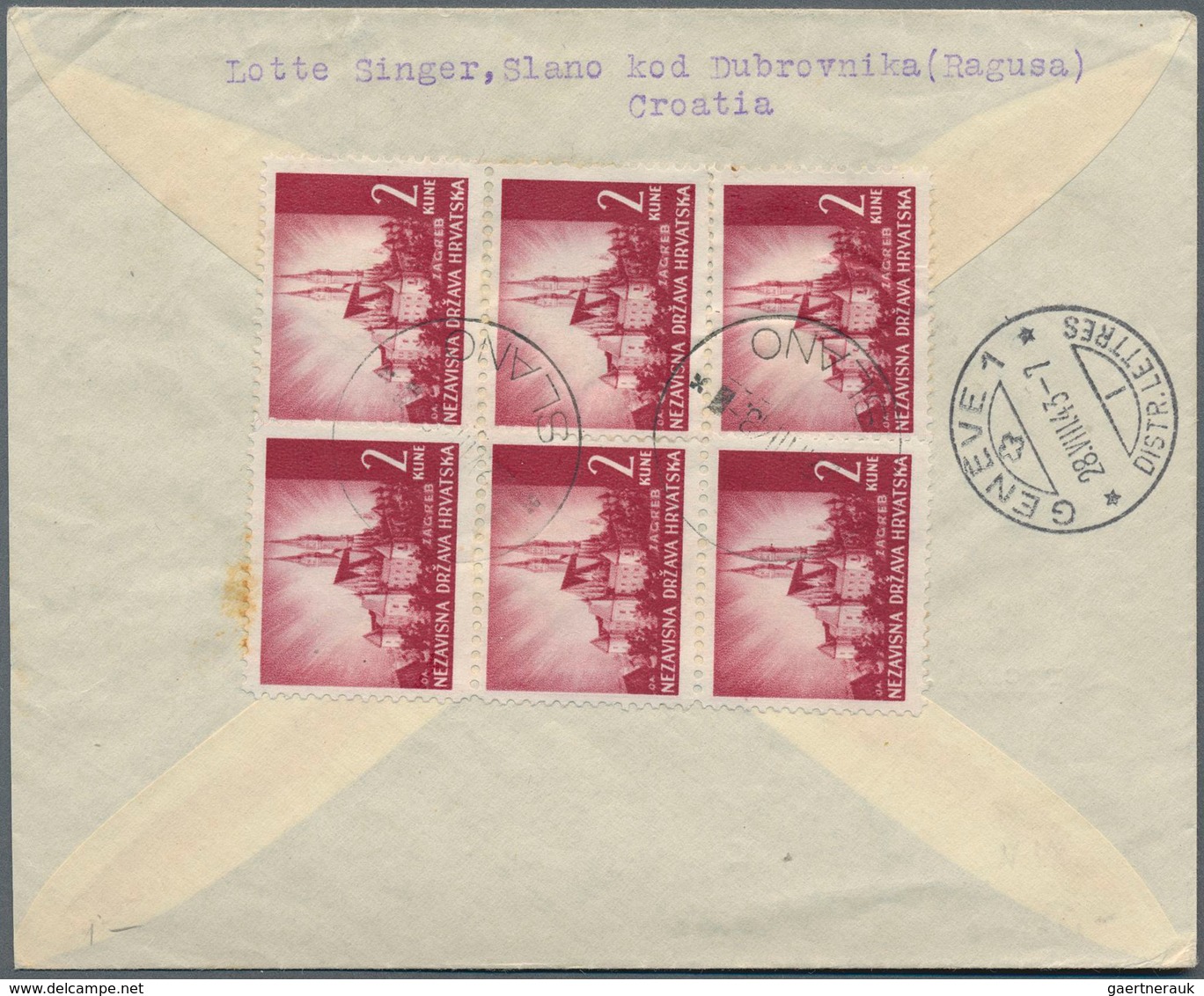 Kroatien - Portomarken: 1943, Used Registered Cover To The Red Cross In Geneva, On The Front Side Fr - Croatie