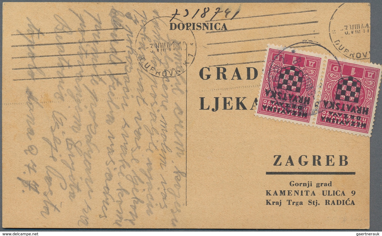 Kroatien - Portomarken: 1941, Pre-addressed Order Card To Main Pharmacist In ZAGREB, Despatched STAM - Kroatien