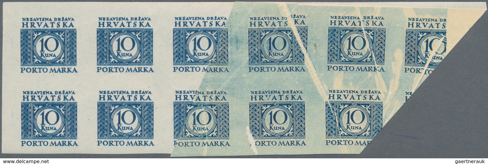 Kroatien - Portomarken: 1942 (5 Aug). Postage Due. Variety 10 K Deep Blue, IMPERF. Mint Never Hinged - Croatie