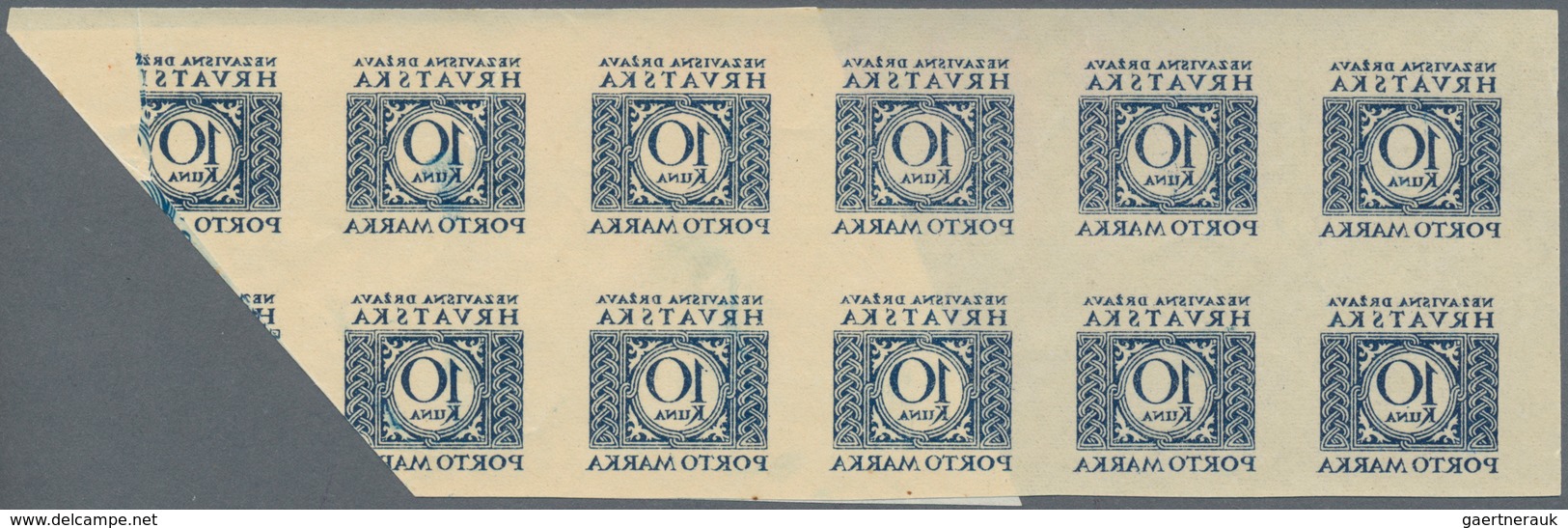 Kroatien - Portomarken: 1942 (5 Aug). Postage Due. Variety 10 K Deep Blue, IMPERF. Mint Never Hinged - Croatie