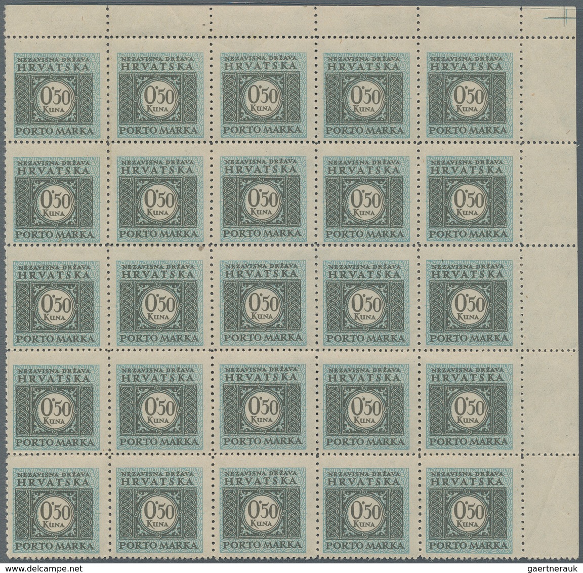 Kroatien - Portomarken: 1943 (April). POSTAGE DUE. Perforation Variety, 0,50K Grey-brown And Light B - Kroatien