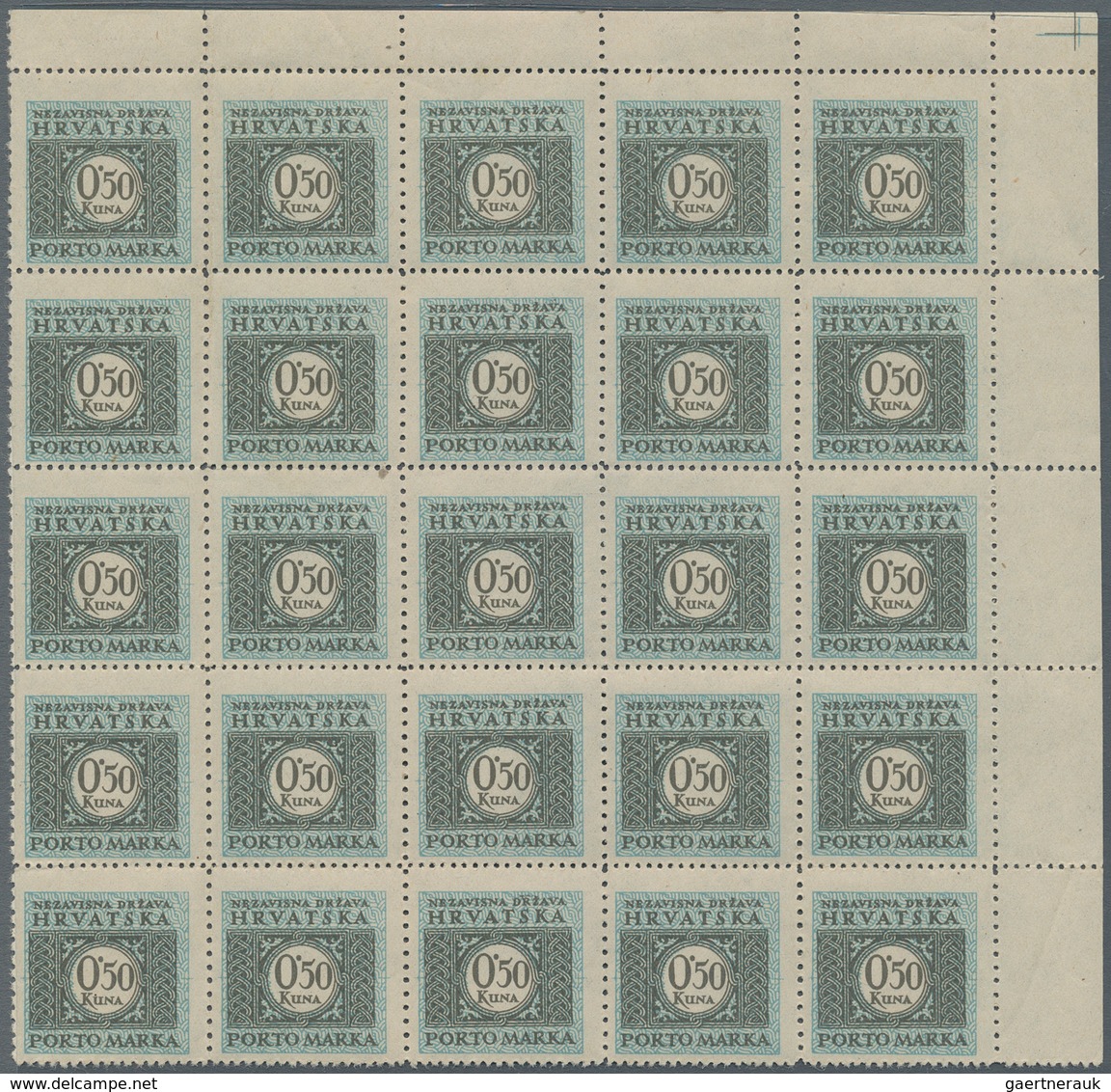 Kroatien - Portomarken: 1943 (April). POSTAGE DUE. Perforation Variety, 0,50K Grey-brown And Light B - Croatia