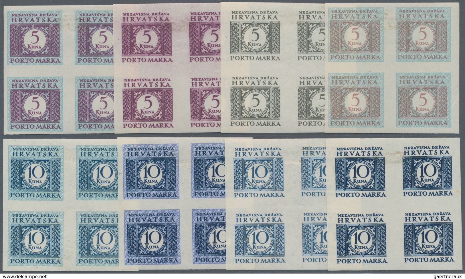 Kroatien - Portomarken: 1942 (30 July-Aug). Postage Due. Variety: Set Of Six In Predominatly Fine Mi - Croatie