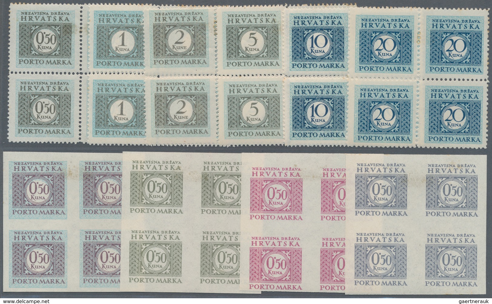 Kroatien - Portomarken: 1942 (30 July-Aug). Postage Due. Variety: Set Of Six In Predominatly Fine Mi - Croatie