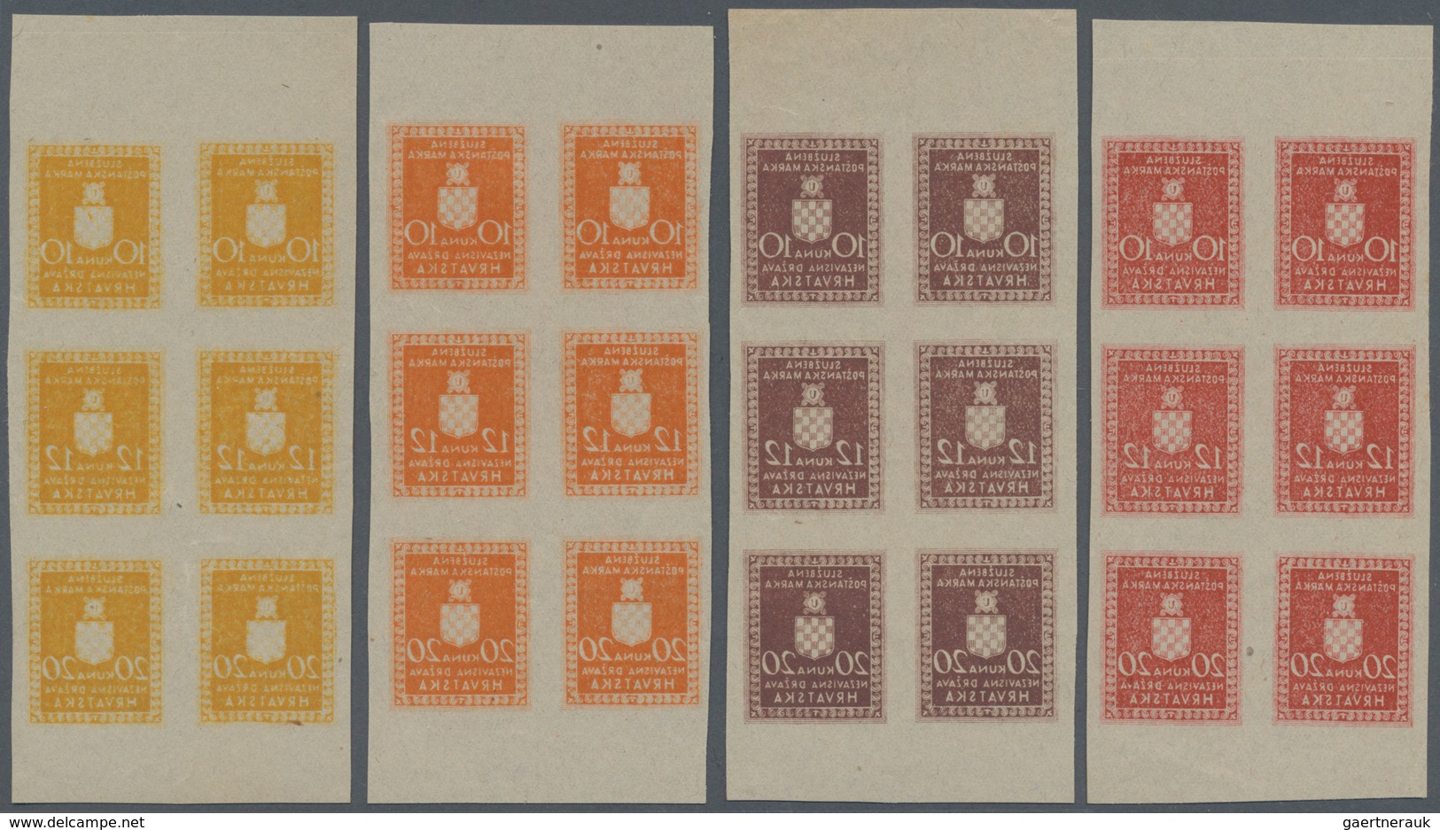 Kroatien - Dienstmarken: 1942. OFFICIALS. 10K, 12K & 20K, IMPERF, Printed In SE-TENANT Vertical Bloc - Croatie