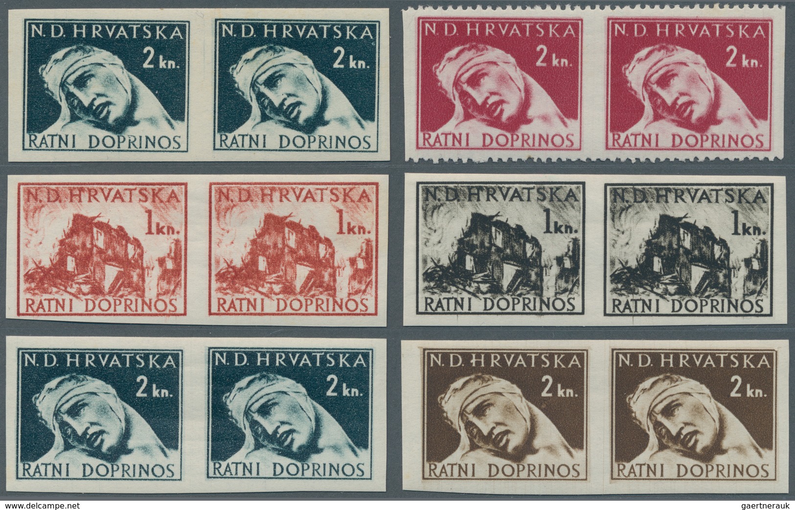 Kroatien - Zwangszuschlagsmarken: 1944 (1 Jan). OBLIGATORY WAR TAX (applicable To All Inland Mail). - Croatia