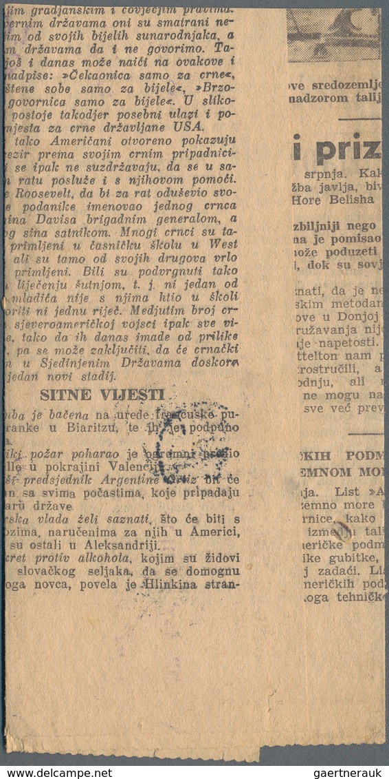 Kroatien - Besonderheiten: 1942, Home-made Newspaper Wrapper To The "KRALUP" Factory In Bohemia And - Croatia