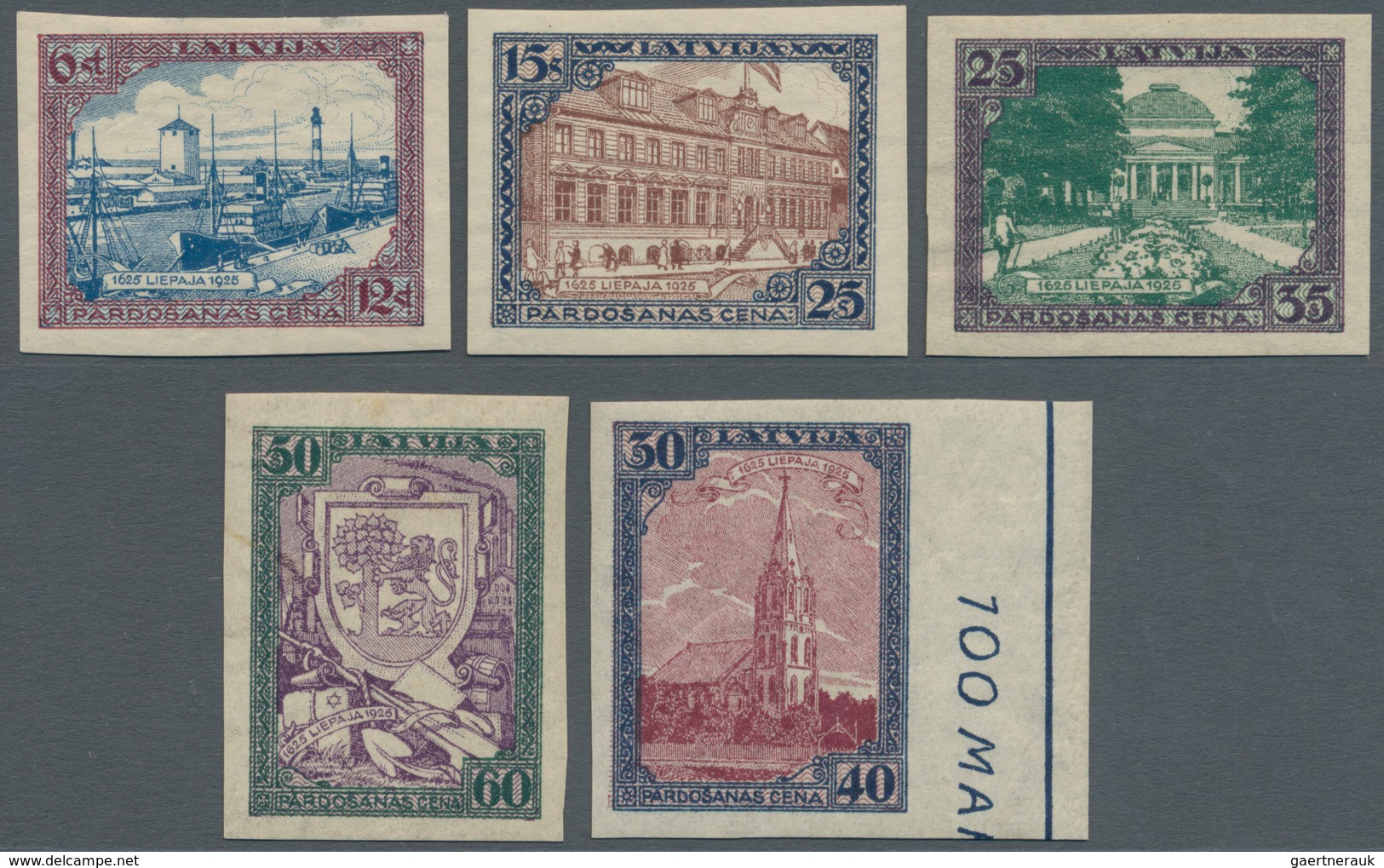 Lettland: 1925, 300 Years Town Libau (Liepaja), Complete Imperforated Set, Mint, Sets Are Rare! (Mi€ - Lettland