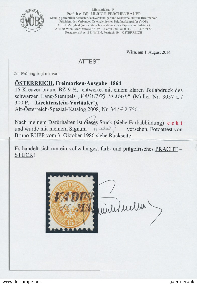 Liechtenstein - Vor- Und Mitläufer: VADUT(Z) 10 MA(I), Klar Und Gerade Aufsitzender Teilabschlag Des - ...-1912 Préphilatélie