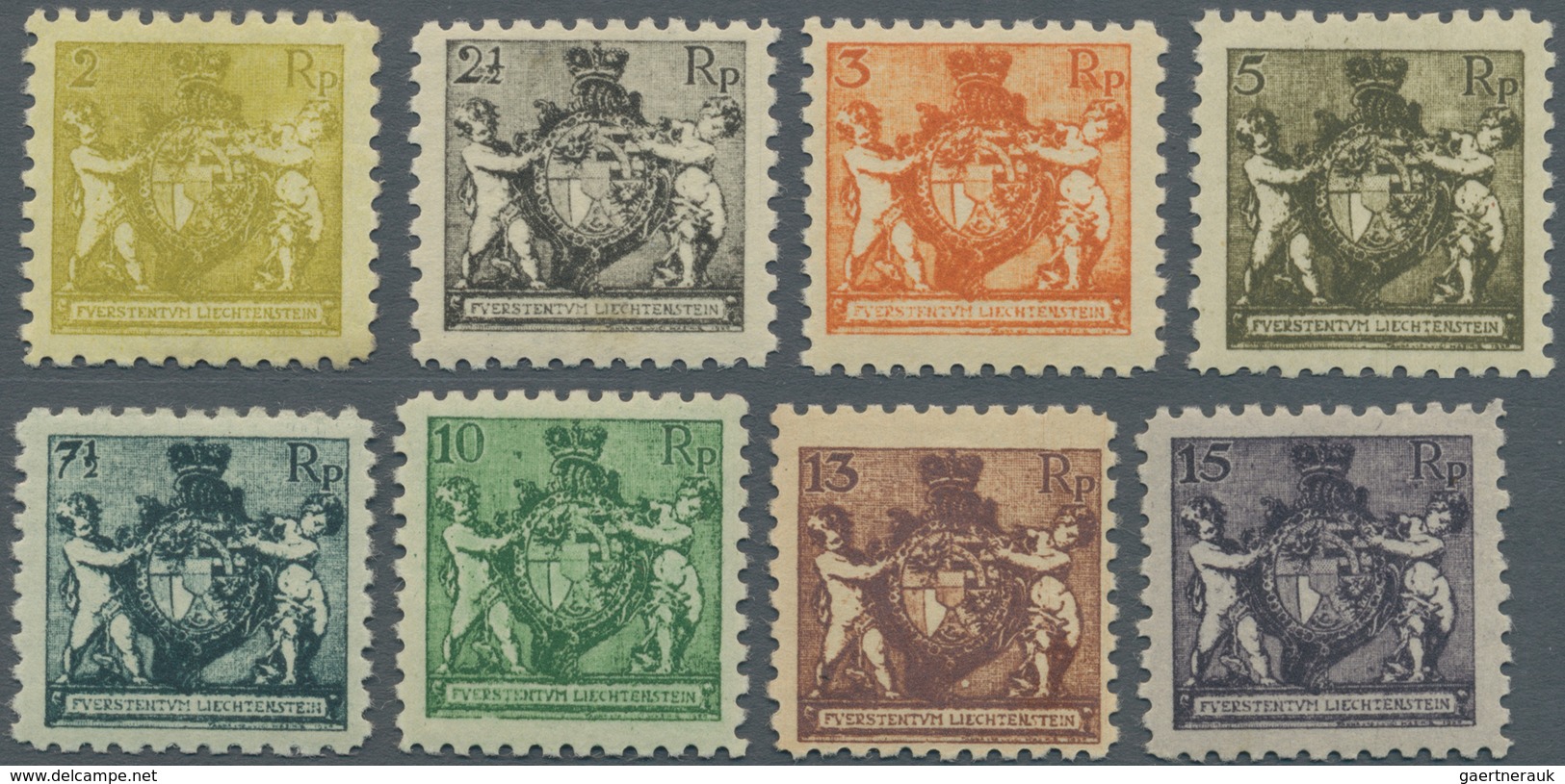 Liechtenstein: 1921, Freimarken: Landeswappen, Kompletter Postfrischer Luxussatz Gezähnt L 9½, Die R - Briefe U. Dokumente