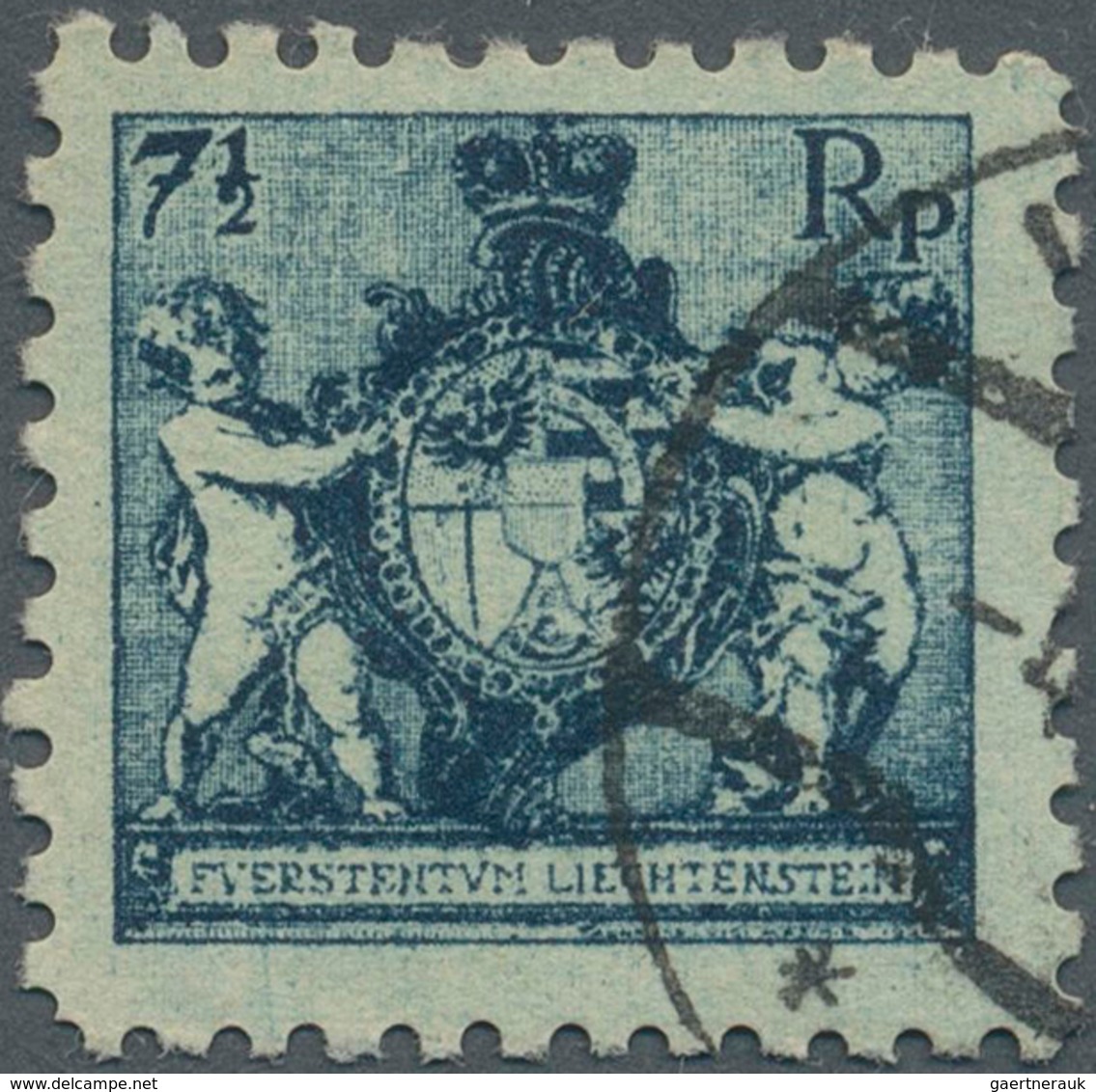 Liechtenstein: 1921, 7 1/2 Rp Freimarke Landeswappen In Zähnung 9 1/2 Gestempelt. Fotoattest Marxer - Briefe U. Dokumente