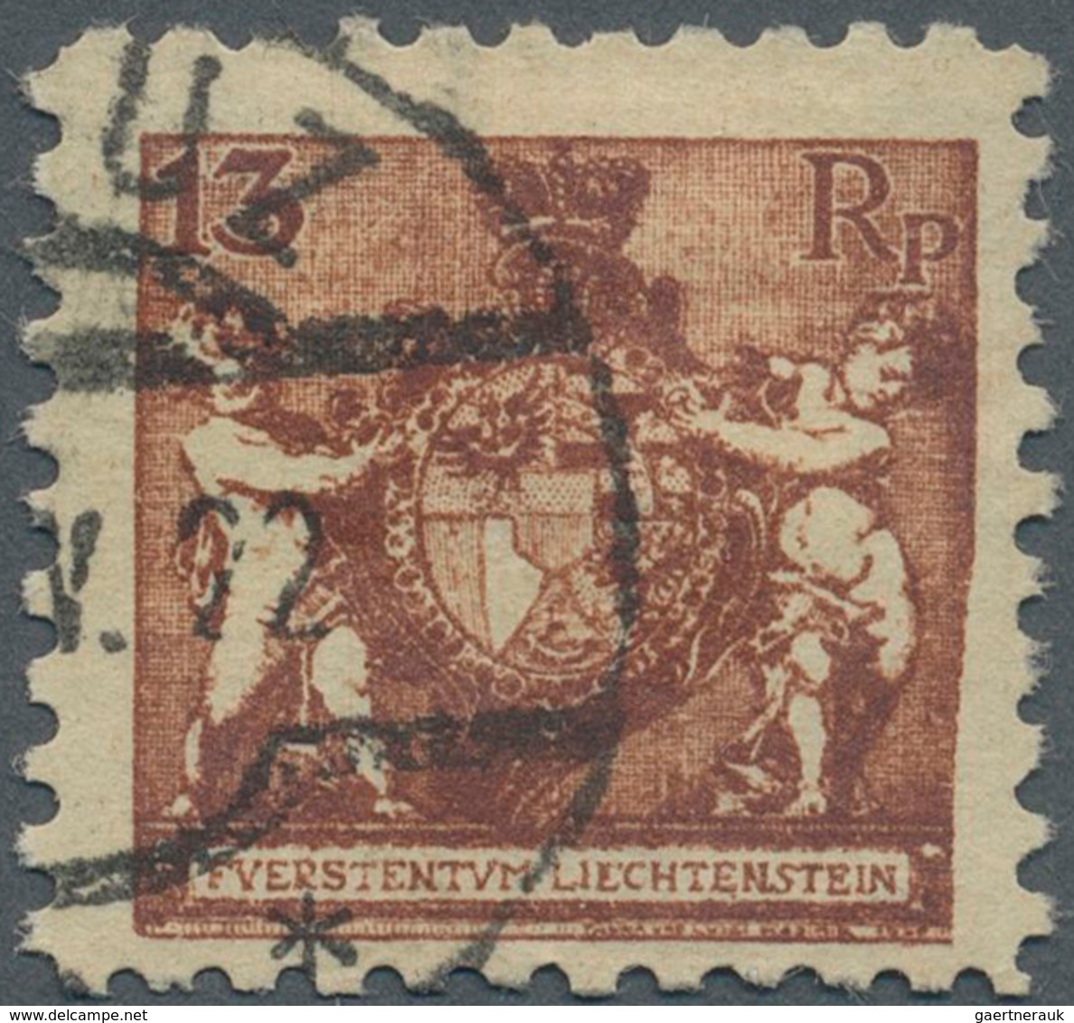 Liechtenstein: 1921, 13 Rp. Freimarke Landeswappen In Zähnung 9 1/2 Gestempelt. Fotoattest Marxer (1 - Lettres & Documents