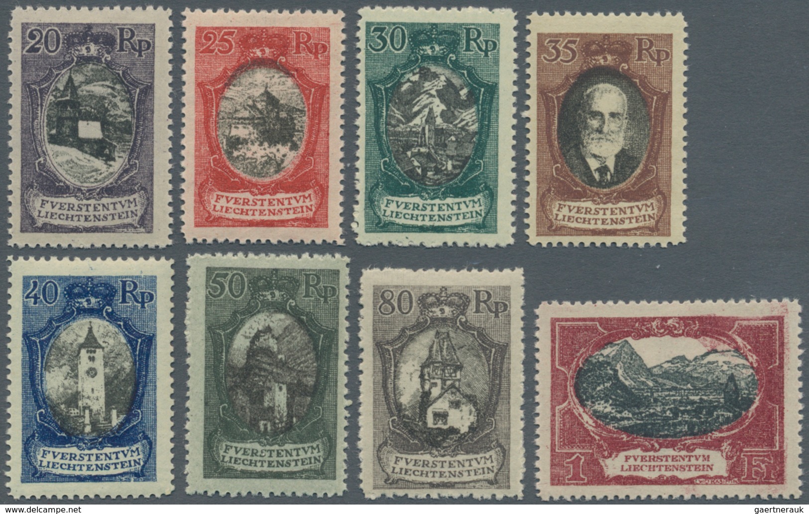 Liechtenstein: 1921, Freimarken: Landschaften, Gebäude Und Fürst Johann II., 8 Werte, Taufrische Pos - Covers & Documents