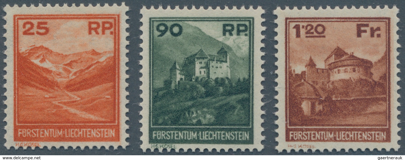 Liechtenstein: 1933, Perfekt Zentrierter Postfrischer Luxussatz "Neue Zeichnung" (L.B.K. = 1.200) - Briefe U. Dokumente