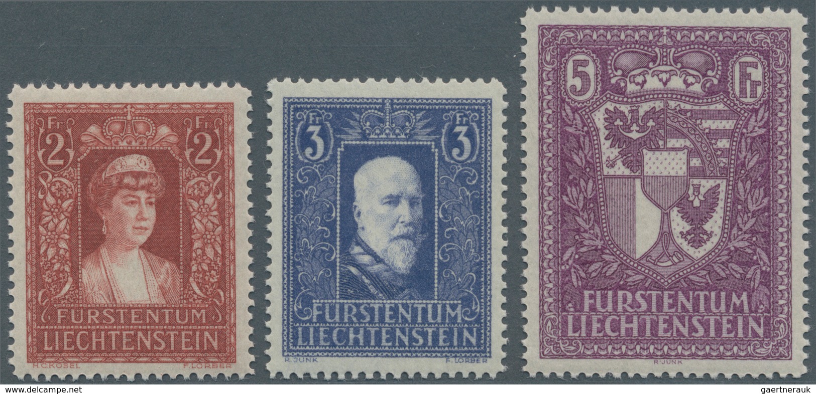 Liechtenstein: 1933, 3 Freimarken, Perfekt Zentrierte Postfrische Luxusstücke (S.B.K.= 1.500) - Covers & Documents