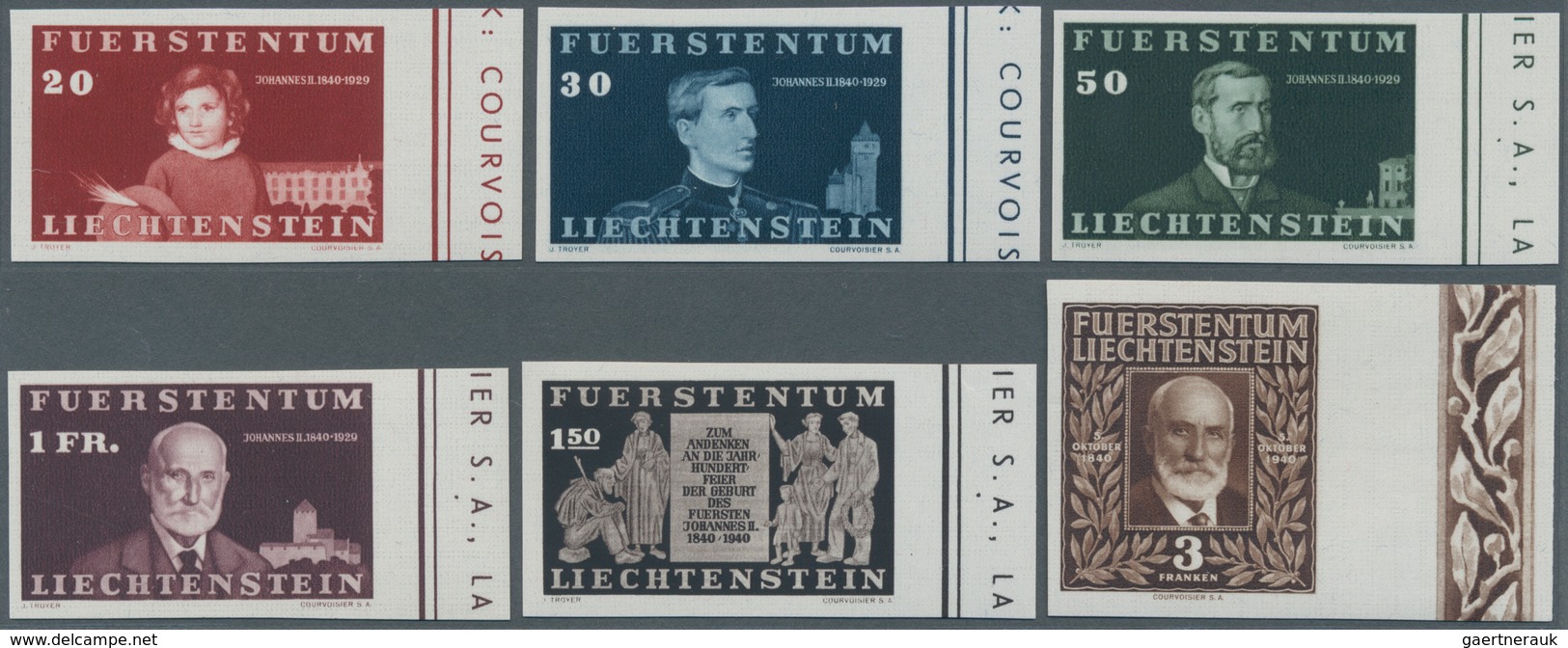 Liechtenstein: 1940, 20 Rp Bis 3 Fr Geburtstag Ungezähnt, Ganz Komplett 6 Postfrische Luxus-Werte, E - Briefe U. Dokumente