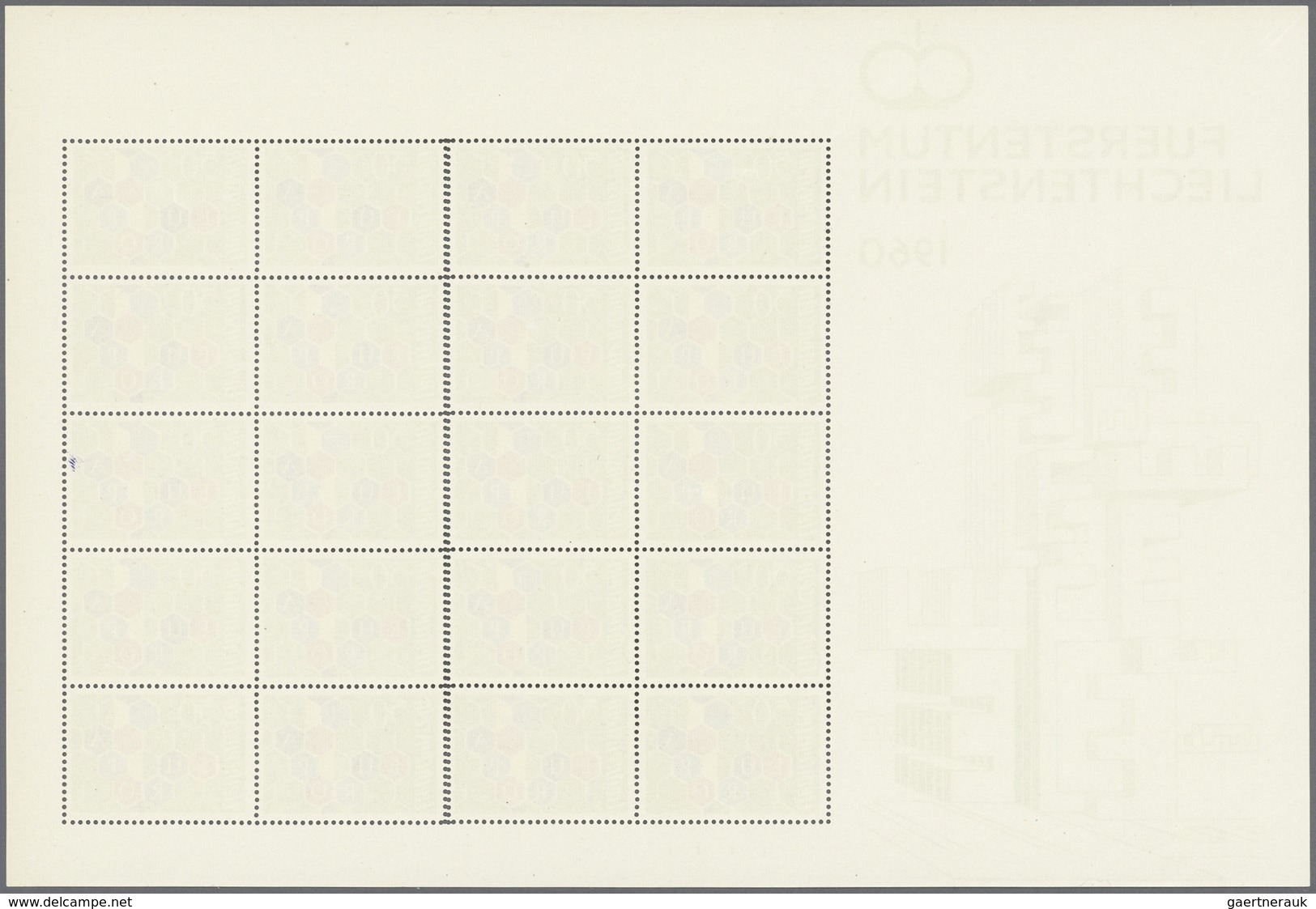 Liechtenstein: 1960, 50 Rp. Europa, 1. Auflage Im Kompletten Originalbogen Zu 20 Werten, Postfrisch, - Covers & Documents