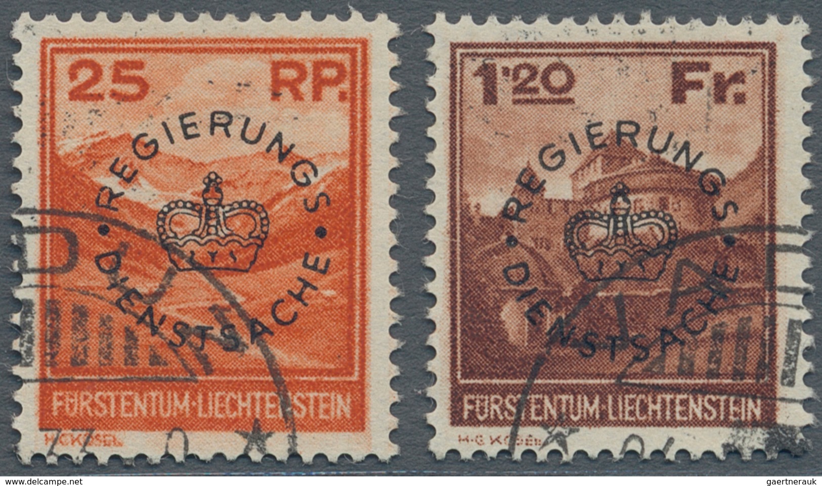 Liechtenstein - Dienstmarken: 1933, 25 Rp. Und 1,20 Fr. Mit Schwarzem Aufdr. REGIERUNGS DIENSTSACHE, - Official