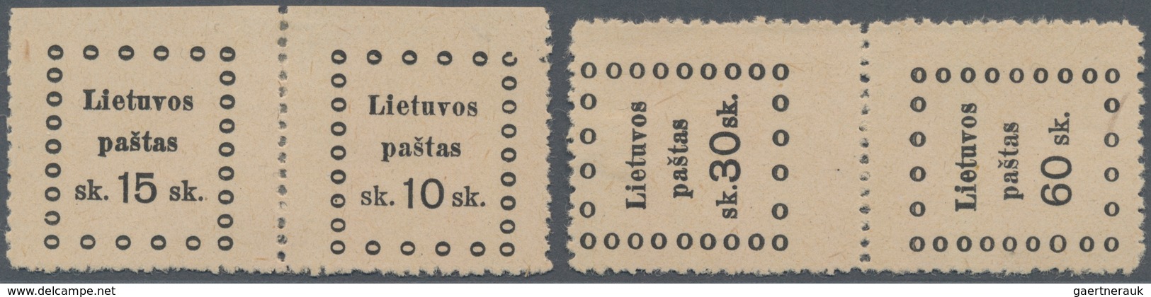 Litauen: 1919, Postage Stamps: Issue Of Kaunas (III) 15 Sk/10 Sk (horizontal, With Fold Supported) A - Lithuania