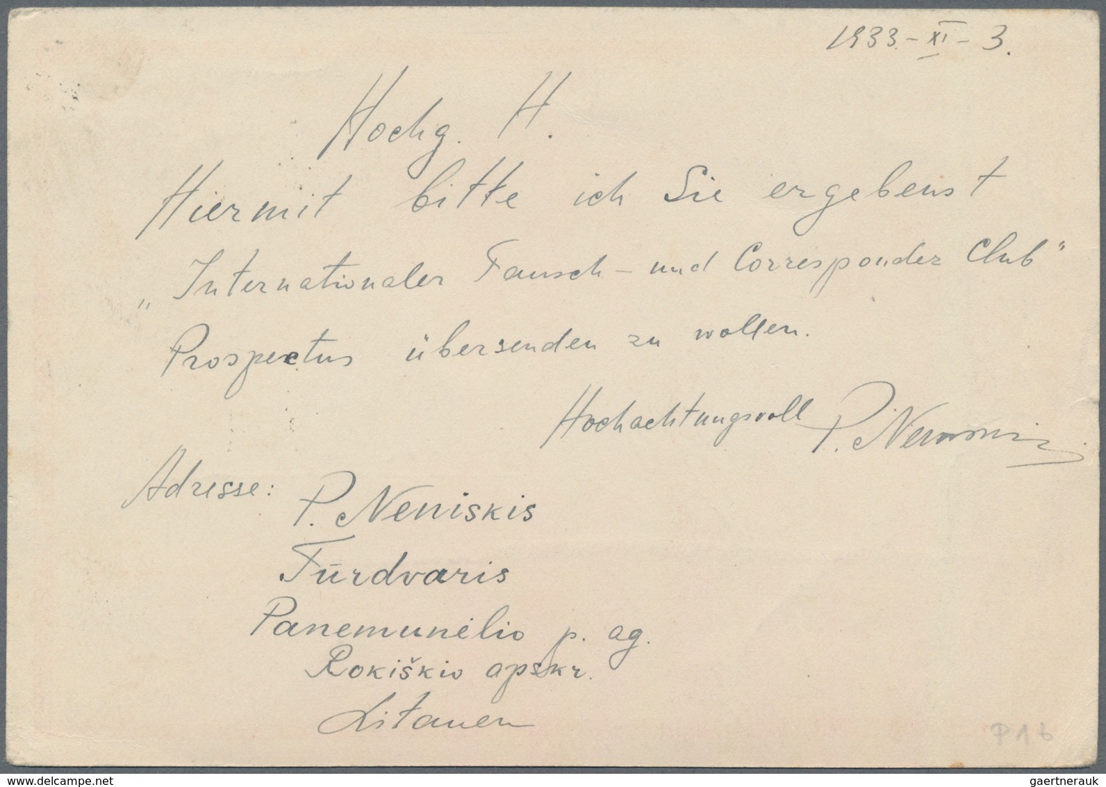 Litauen - Ganzsachen: 1933 Postal Stationery Card P 16 From Rokiskis To Frankfurt/Oder Redirected To - Lituanie