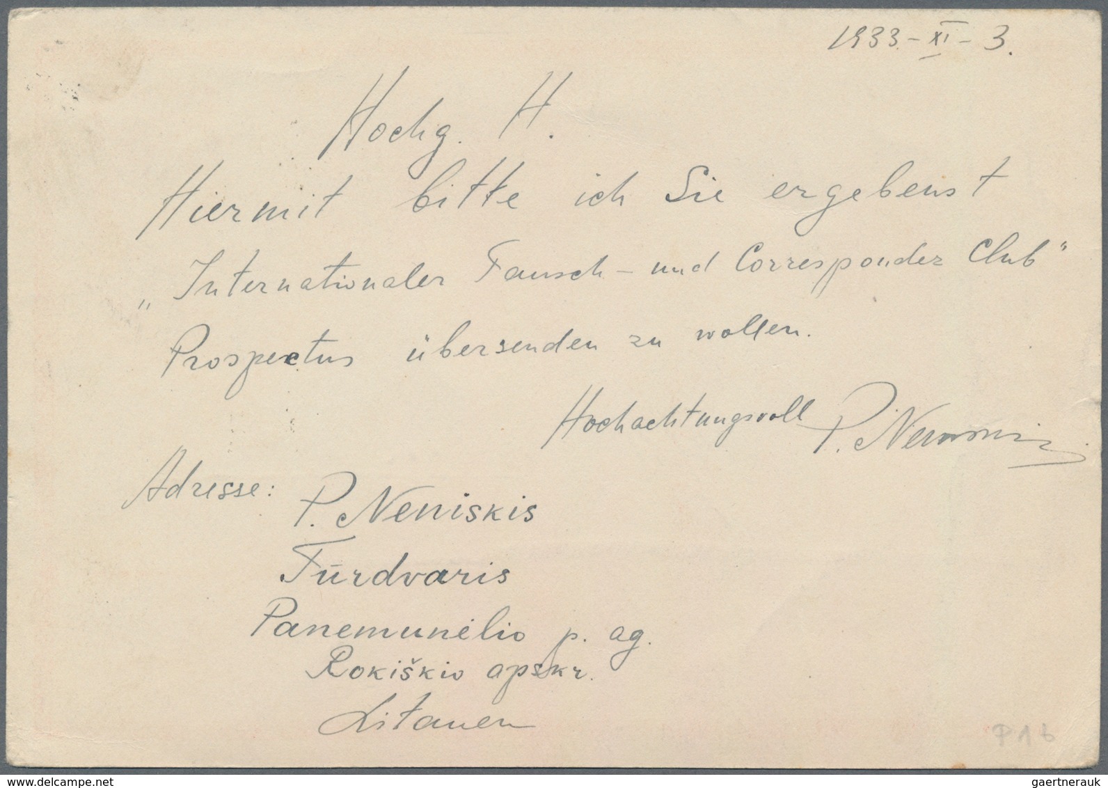 Litauen - Ganzsachen: 1933 Postal Stationery Card P 16 From Rokiskis To Frankfurt/Oder Redirected To - Litauen