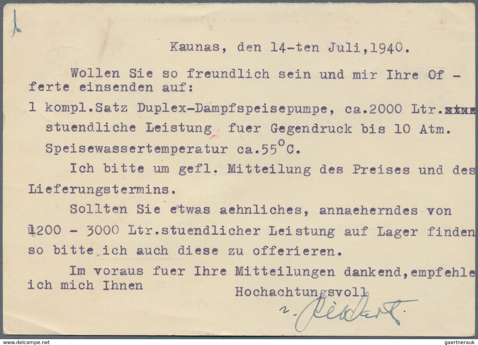 Litauen - Ganzsachen: 1940 Censored Postal Stationery Card With 35 Centai Brown Commercially Used Fr - Lituanie