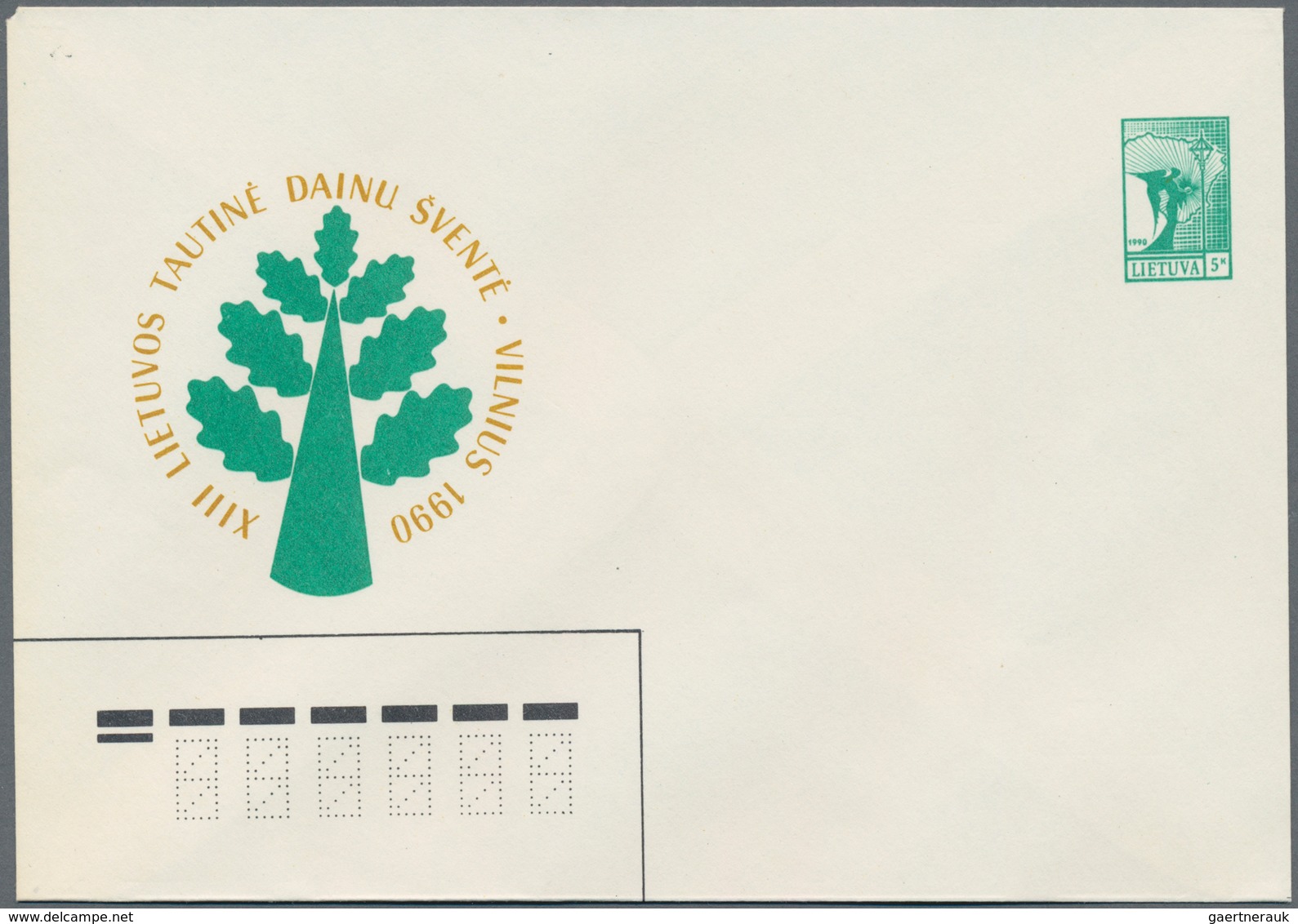 Litauen - Ganzsachen: 1990 Two Unused Postal Stationery Envelopes U 3 + U 3I, The Light Green Stampe - Lituanie