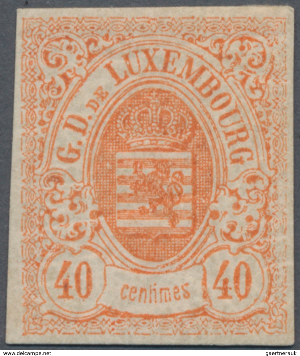 Luxemburg: 1859. 40 Centimes, Orange-red, Good Margins All Around, Mint With Original Gum. Certifica - Other & Unclassified