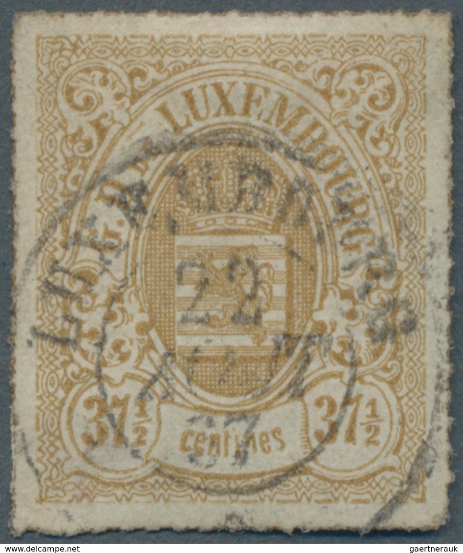 Luxemburg: 1866, 37 1/2 C. Coat Of Arms In Oval With Central LUXEMBURG Cds And Variety "Centines" In - Autres & Non Classés
