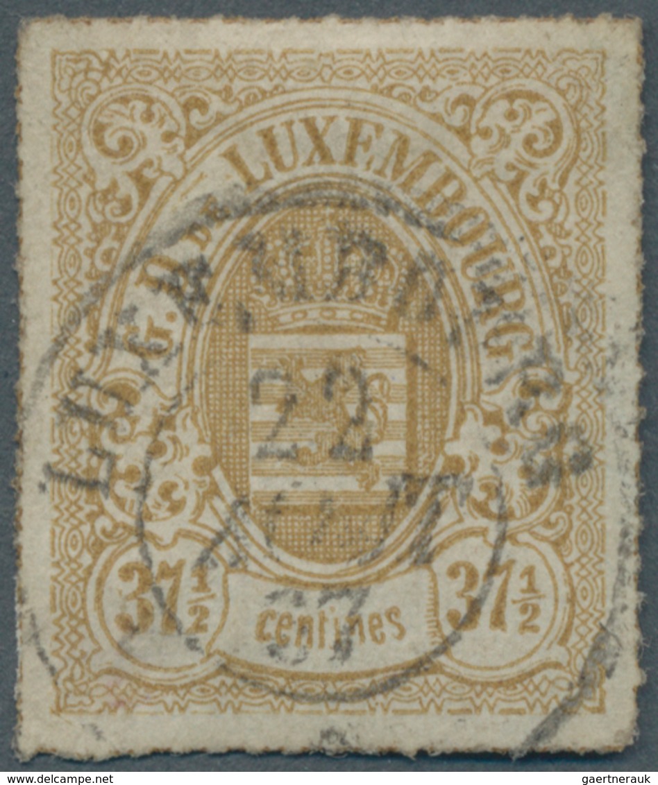 Luxemburg: 1866, 37 1/2 C. Coat Of Arms In Oval With Central LUXEMBURG Cds And Variety "Centines" In - Other & Unclassified