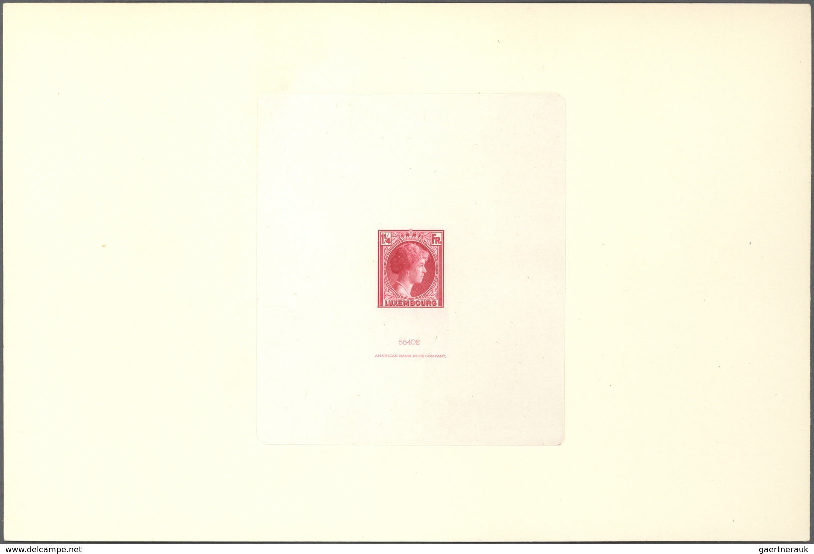 Luxemburg: 1934: 1 1/4 Fr Carmine, Adopted Proof. Very Scarce. - Sonstige & Ohne Zuordnung