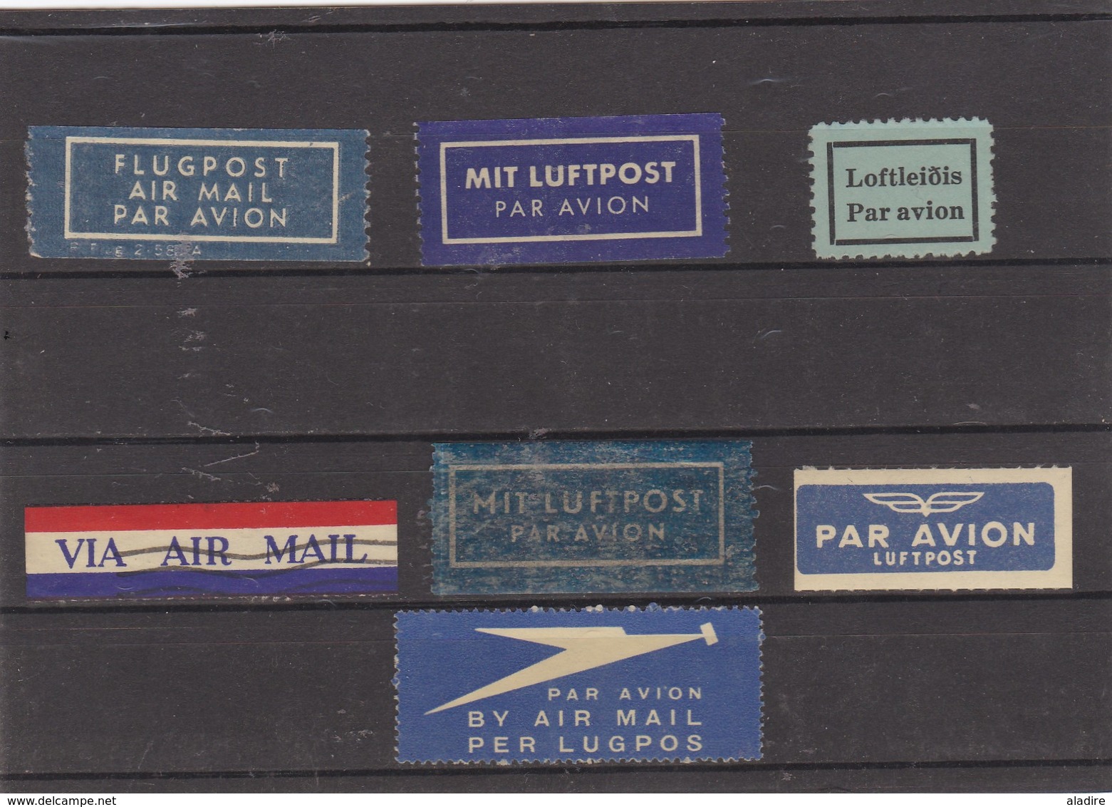 BY AIR MAIL - PAR AVION - FLUGPOST - LUFTPOST - LUGPOS  Labels - Vignettes - Lot Of 7 Different - Lot De 7 Différentes - Erinnophilie