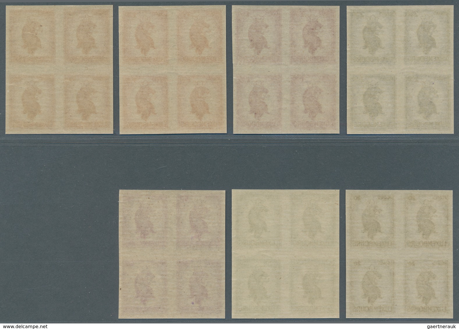 Luxemburg: 1945, Definitive Issue Lion, Imperforated Blocks Of Flour. - Autres & Non Classés