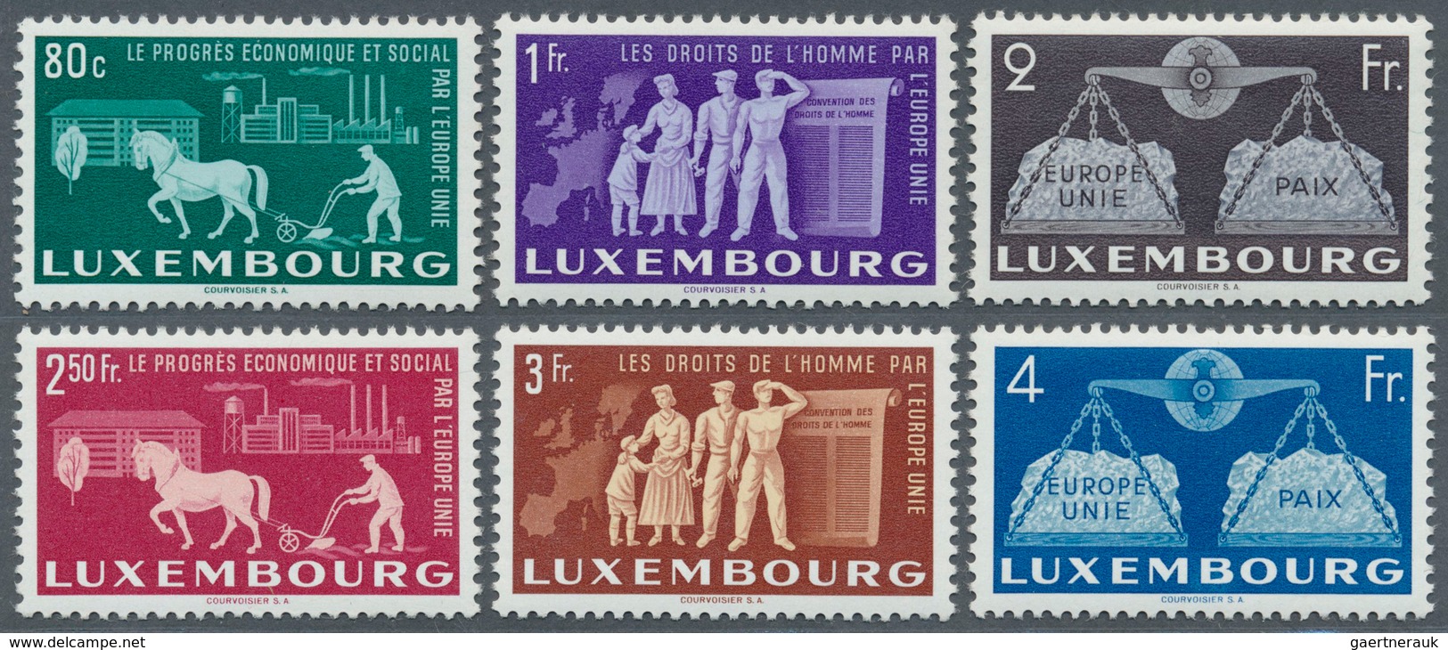 Luxemburg: 1951/1957, Cept-Vorläufer Kpl. Und Cept 1957 Im 4er-Block Aus Der Rechten Unteren Bogenec - Autres & Non Classés